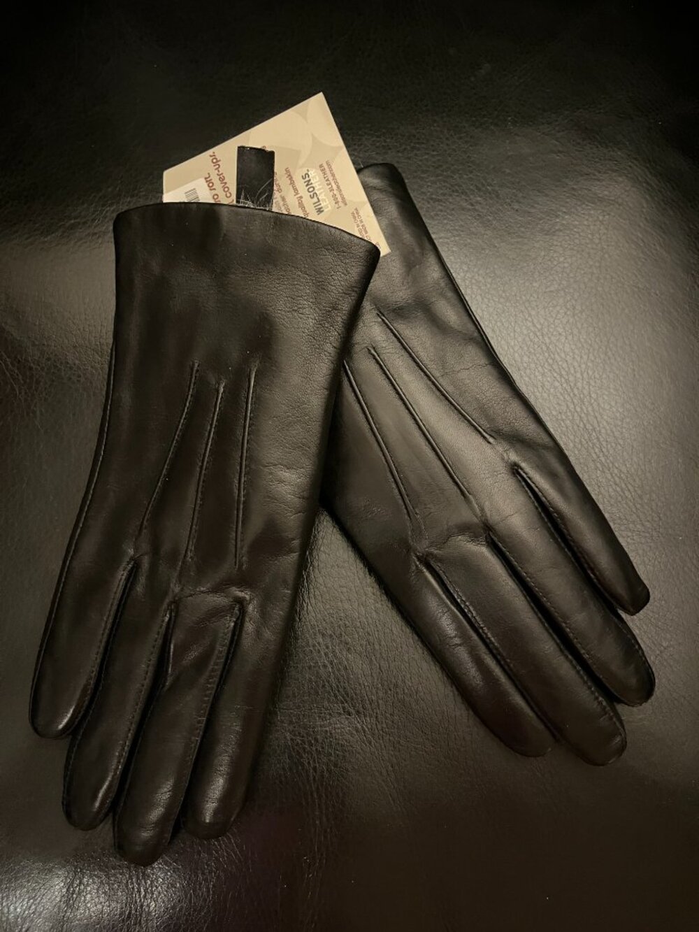 NEW Wilson fur lined ladies black leather gloves Size L